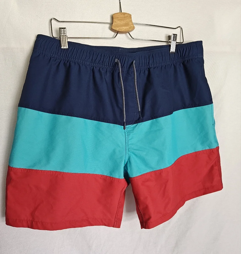 Reyn Spooner Swim Trunks Standard Blue Red Stripe Net Liner 6